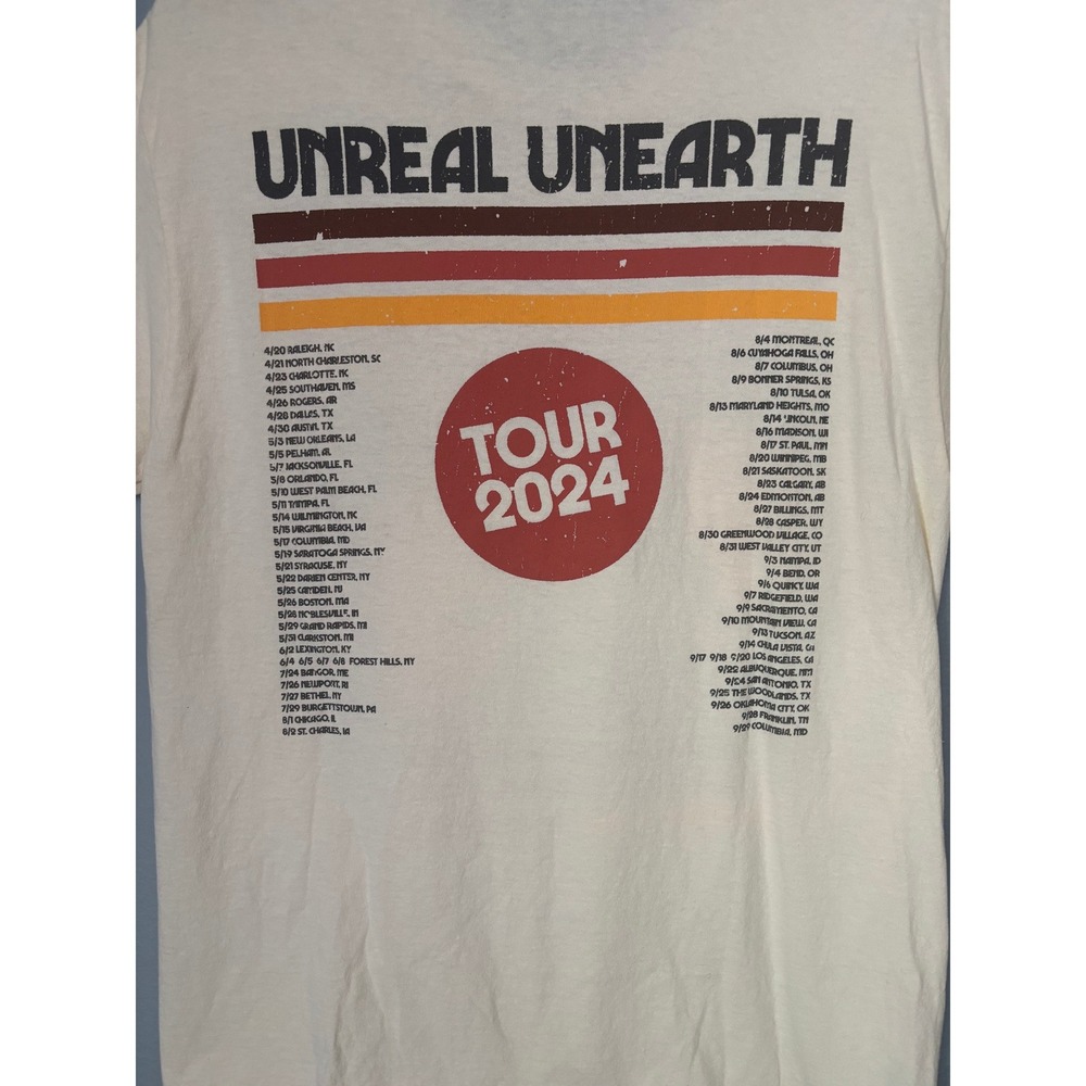 Hozier Unreal Unearth Tour 2024 T-Shirt Mens Medium Cream Concert Graphic Tee - Picture 4 of 7
